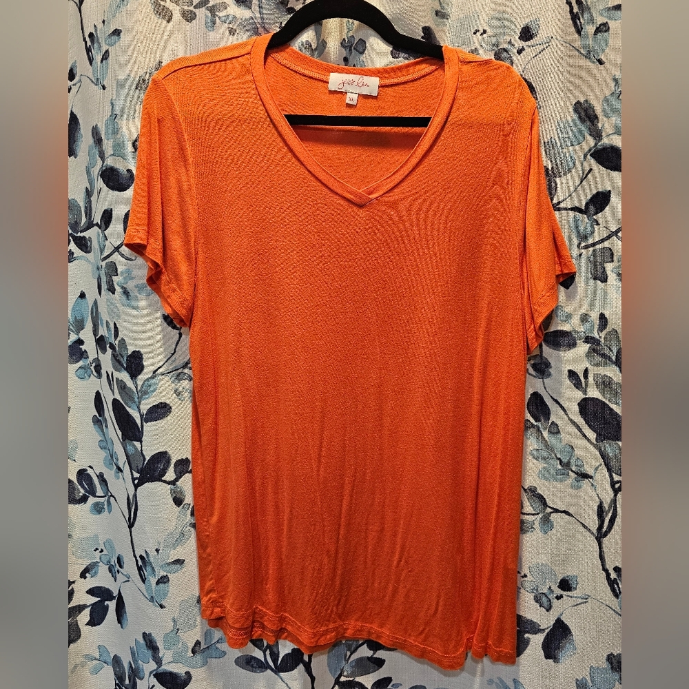 Jess Lea Orange V-Neck Women's Basic Top